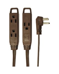 Axis 45504 3-Outlet Brown Wall-Hugger Indoor Grounded Extension Cord, 8ft