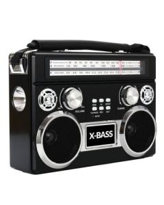 Supersonic SC-1097BT- Black 3 Band Radio with Bluetooth and Flashlight (Black)