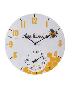 14IN BEE KIND CLCK W/THRM